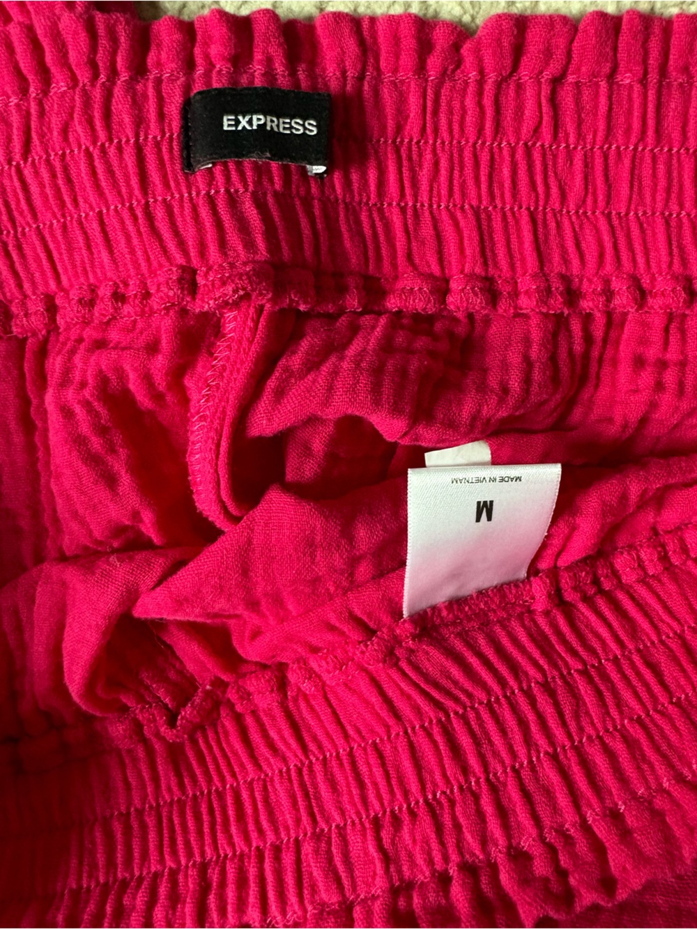 Express Hot Pink Smocked Waist Skirt - Picture 3 of 3